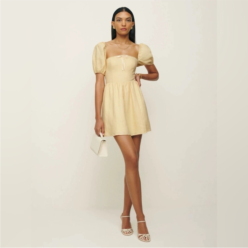 Reformation Malvina Linen Mini Dress In Butter Yellow (Parmesan) Size 0 NWOT